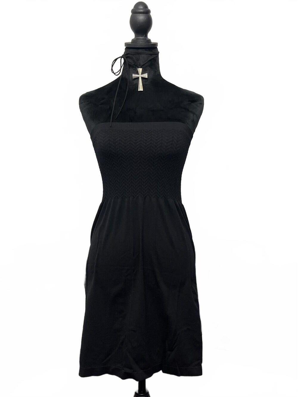 Y2K Majora Black Strapless Smocked Babydoll Mini Dress Sz S Tube Dress 2000s